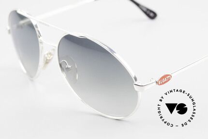 Bugatti 65996 Costly Mirrored Sun Lenses, silver frame with red Bugatti logos in L size 56, Made for Men