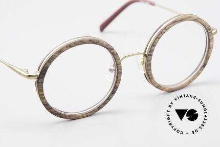 Kerbholz Rudolph Round Wood Frame Teak Wood, brilliant combination of materials, colors and shape, Made for Men and Women