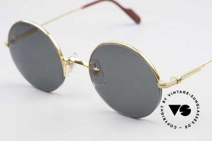 Cartier Mayfair Luxury Round Sunglasses 90's, 22ct gold-plated flexible frame; semi-rimless, Made for Men and Women