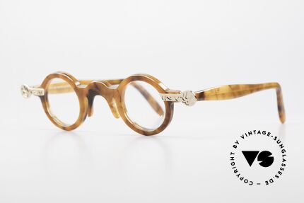 Robert La Roche 657 Round Vintage Glasses 1980's, unique pattern and metal appliqué (SMALL size), Made for Women