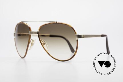 Dunhill 6023 80's Sunglasses Luxury Aviator, spring joint behind the bridge (excellent fitting), Made for Men