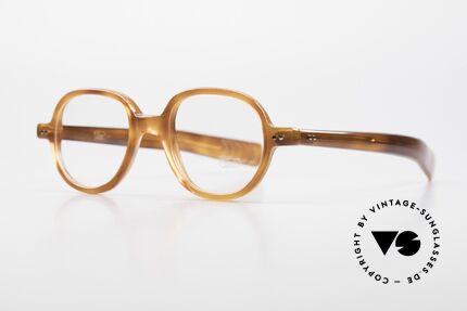 Lunor A50 Round Panto Acetate Glasses, roundish frame with a classic "light havana" coloring, Made for Men and Women