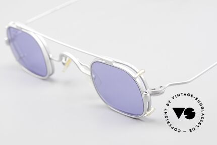 Morel 6090 Square Glasses with Clip-On, with "navy BLUE" sun lenses (for 100% UV protection), Made for Men and Women