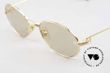 Cartier Saint Honore - M Oval Luxury Sunglasses 90's, 22ct gold-plated & orig. sun lenses with Cartier logo, Made for Men and Women