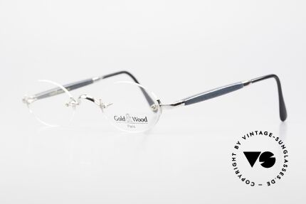 Gold & Wood 338 Luxury Rimless Specs Oval 90's, classic unisex model with flexible spring hinges, Made for Men and Women