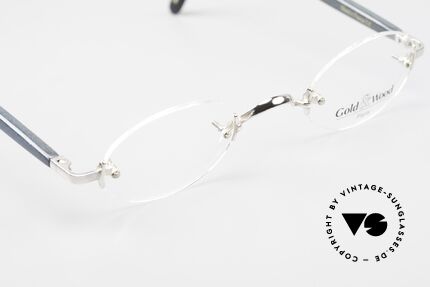 Gold & Wood 338 Luxury Rimless Specs Oval 90's, NO RETRO, but a precious old vintage ORIGINAL, Made for Men and Women