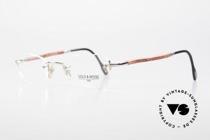 Gold & Wood S12 Luxury Rimless Eyeglass-Frame, vintage unisex model with flexible spring hinges, Made for Men and Women