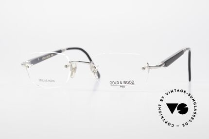 Gold & Wood 332 Genuine Horn Rimless Glasses Details