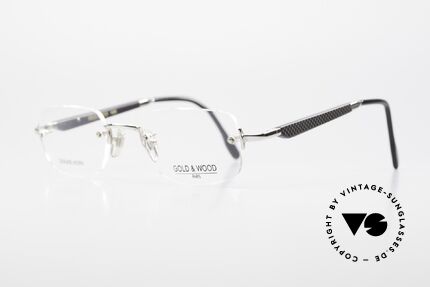 Gold & Wood 332 Genuine Horn Rimless Glasses, classic unisex model with flexible spring hinges, Made for Men and Women