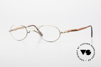 Gold & Wood 352 Luxury Wooden Specs Oval 90's, Gold & Wood Paris glasses, 352-33 in size 44-24, Made for Men and Women