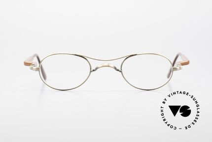 Gold & Wood 352 Luxury Wooden Specs Oval 90's, oval wooden eyeglasses "antique gold" from 1999, Made for Men and Women