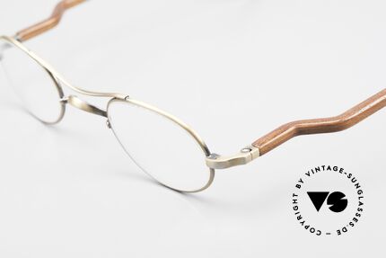 Gold & Wood 352 Luxury Wooden Specs Oval 90's, classic unisex model with flexible spring hinges, Made for Men and Women
