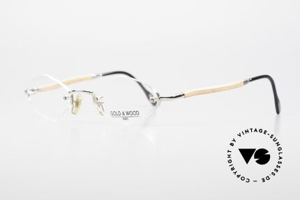Gold & Wood S02 Luxury Rimless Spectacles, vintage unisex model with flexible spring hinges, Made for Men and Women