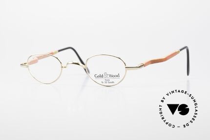 Gold & Wood 326 Wood Frame 22ct Gold Plated, Gold & Wood Paris glasses, 326-53 in size 37-26, Made for Men and Women