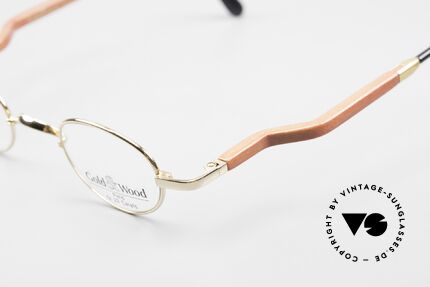 Gold & Wood 326 Wood Frame 22ct Gold Plated, classic unisex model with flexible spring hinges, Made for Men and Women