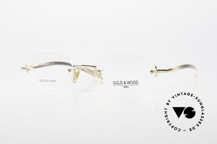 Gold & Wood 331 Rimless Genuine Horn Glasses Details
