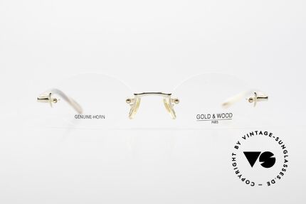 Gold & Wood 331 Rimless Genuine Horn Glasses, rimless LUXURY horn eyeglass-frame from 2001, Made for Men and Women