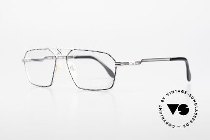 Cazal 744 90's Vintage Glasses For Men, very special frame finish: silver & marbled gray, Made for Men