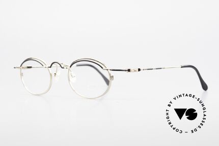 Cazal 775 Rare Oval 1990's Eyeglasses, high-grade frame finish GOLD-PLATED with black, Made for Men and Women