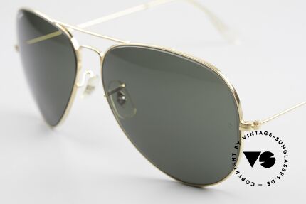 Ray Ban Large Metal II 80's Pilot Sunglasses Aviator, gold frame with mineral lenses in G15 gray-green, Made for Men