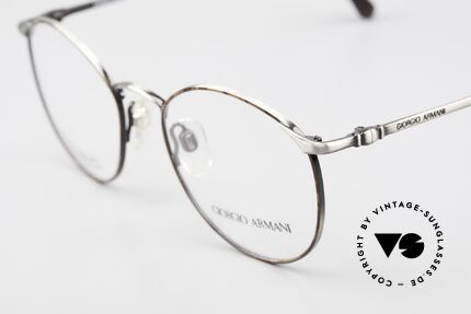 Giorgio Armani 132 Rare Old 90's Panto Eyeglasses, noble color combination of chestnut & antique-silver, Made for Men