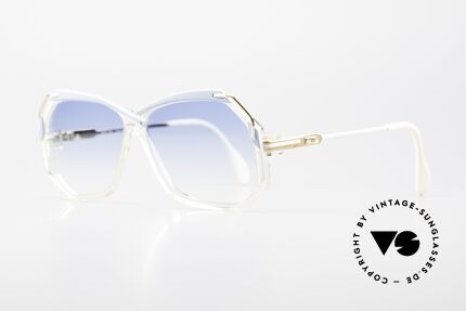 Cazal 189 80's Vintage Designer Shades, crystal clear frame with white and sky-blue, Made for Men and Women