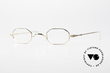 Lunor II 01 Octagonal Frame Gold Plated, small, octagonal vintage glasses of the Lunor II Series, Made for Men and Women