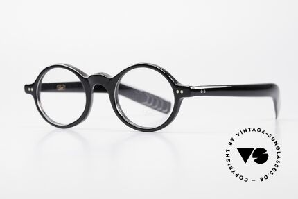Lunor A52 Oval Eyeglasses Black Acetate, oval frame with classic coloring: black with silver rivets, Made for Men and Women