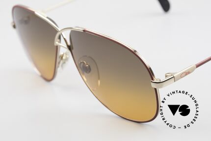Cazal 728 80's Designer Aviator Shades, fancy sun lenses (gray-orange gradient); 100% UV, Made for Men and Women
