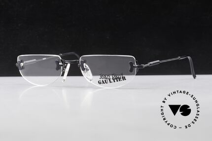 Jean Paul Gaultier 55-0174 Rimless JPG Designer Glasses, black-finished frame with subtle details, size 52/19, Made for Men and Women