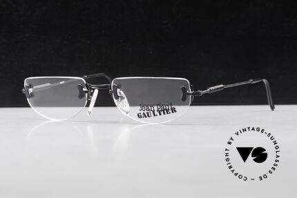 Jean Paul Gaultier 55-0174 Rimless 90's Designer Glasses, black-finished frame with subtle details, size 52/19, Made for Men and Women