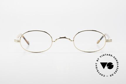 Lunor II A 08 Small Oval Glasses Gold Plated, full rim metal frame with sophisticated acetate temples, Made for Men and Women