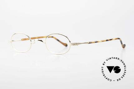 Lunor II A 08 Small Oval Glasses Gold Plated, plain design with a W-shaped bridge, 22kt GOLD-plated, Made for Men and Women