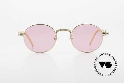 Jean Paul Gaultier 55-7107 Pink Round Glasses Gold Plated, GP: gold-plated metal frame; in S to M size 44/20, Made for Men and Women