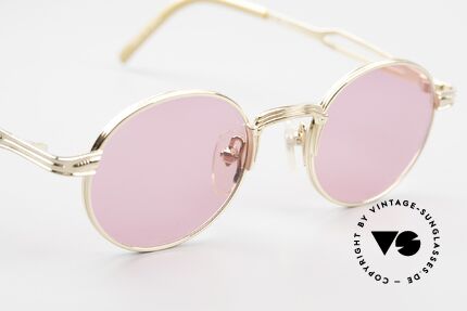 Jean Paul Gaultier 55-7107 Pink Round Glasses Gold Plated, NO RETRO glasses; but a rare ORIGINAL from 1997, Made for Men and Women