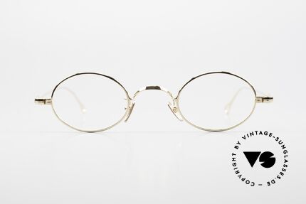 Lunor V 101 Small Oval Frame Gold Plated, timeless oval eyeglass-frame (unisex specs); small size, Made for Men and Women
