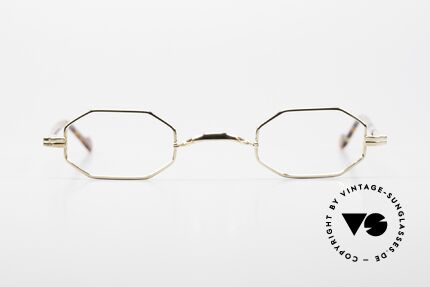 Lunor II A 01 Octagonal Glasses Gold Plated, combination: full rimmed metal frame & acetate temples, Made for Men and Women