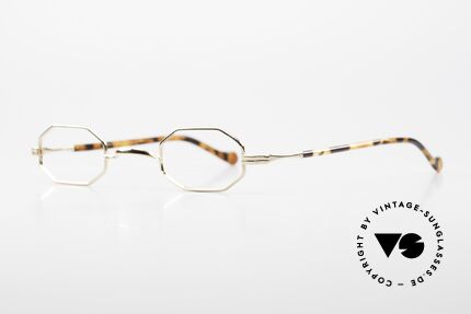 Lunor II A 01 Octagonal Glasses Gold Plated, precious 22ct GOLD-PLATED, tangible TOP-notch quality, Made for Men and Women