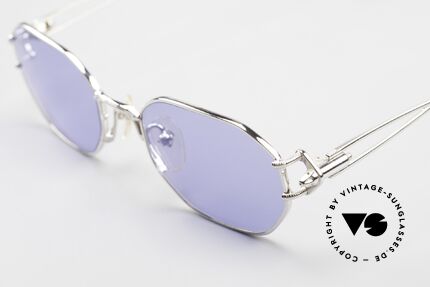 Jean Paul Gaultier 55-6106 Rare 90's Designer Sunglasses, with new solid blue plastic sun lenses; 100% UV protect., Made for Men and Women
