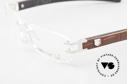 Tag Heuer L-Type 0113 Alligator Leather Rimless Frame, unworn rarity with original case & cloth by Tag Heuer, Made for Men