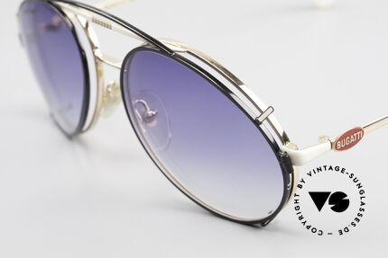 Bugatti 64319 80's Sunglasses With Clip On, rare luxury sunglasses in 54mm size (medium), Made for Men