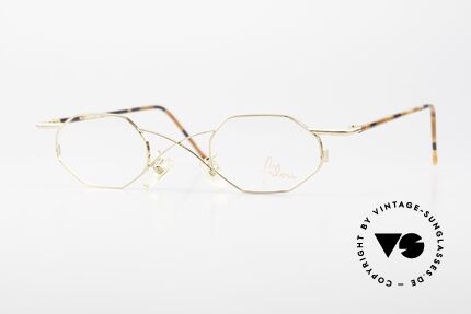 Filou 2501 Octagonal Frame With X Bridge, square vintage frame with X-bridge, gold-plated, Made for Men and Women