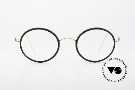 Lindberg Cameron 46 Air Titan Rim Round Titan Glasses Acetate, mod. Cameron in size 46-22, temple length 135, col. GT, Made for Men and Women