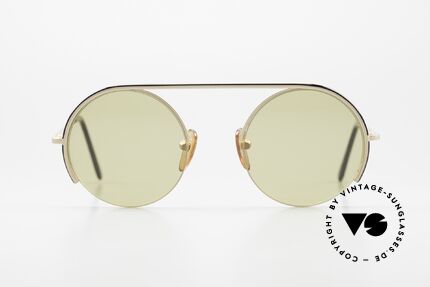 Giorgio Armani 602 Round Vintage Shades Nylor, fully dulled gold metal frame, handmade in Italy, Made for Men and Women