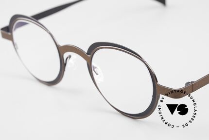 Theo Belgium Eye-Witness YD Designer Glasses Ladies & Gents, this EW model shines antique rubiginose & dulled black, Made for Men and Women