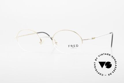 Fred F10 L02 90's Luxury Frame Semi Rimless, oval vintage Fred eyeglasses F10 L02: size 45/21, 130, Made for Men and Women