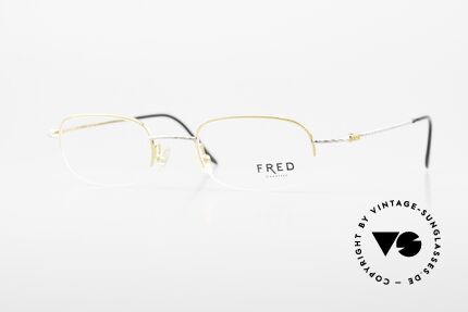 Fred F10 L03 Semi Rimless 90's Luxury Frame, square vintage Fred glasses F10 L03: size 47/21, 135, Made for Men and Women