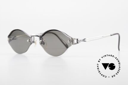 Jean Paul Gaultier 56-7111 Rimless Designer Sunglasses, antique silver ('burnt silver') frame with tiny details, Made for Men and Women