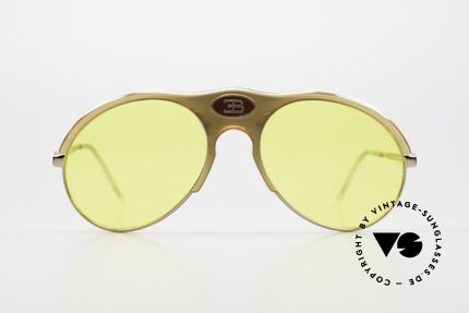 Bugatti 64901 Ultra Rare 70's Bugatti Classic, noble, gold-shining frame front with yellow lenses, Made for Men