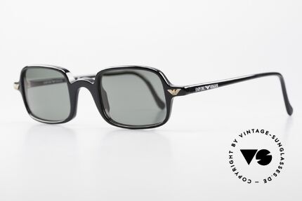 Giorgio Armani EA512 Sunglasses For Women And Men, timeless black frame with two golden GA logos, Made for Men and Women
